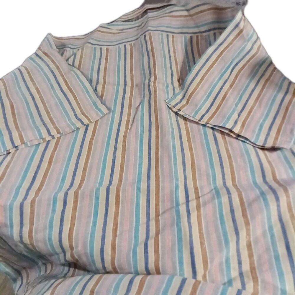 Alan Flusser 100% Linen Button Up Shirt Sz. 2XL Coastal Beach Vacation - Picture 4 of 4